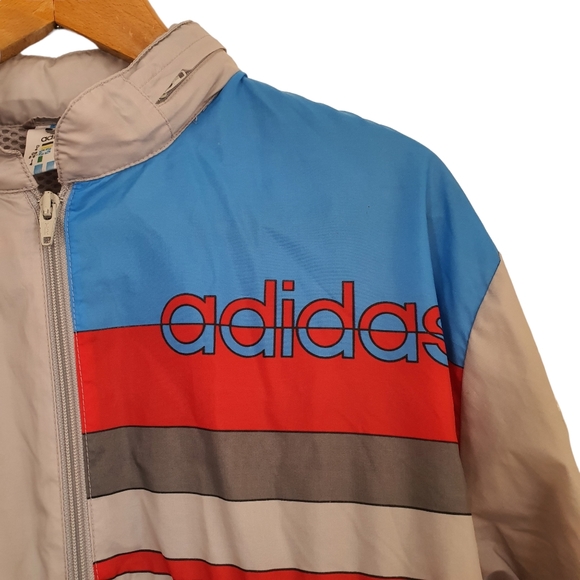 Adidas Micropacer Jacket Windbreaker Original 80s Vintage Half Zip Taupe Grey - Picture 2 of 8